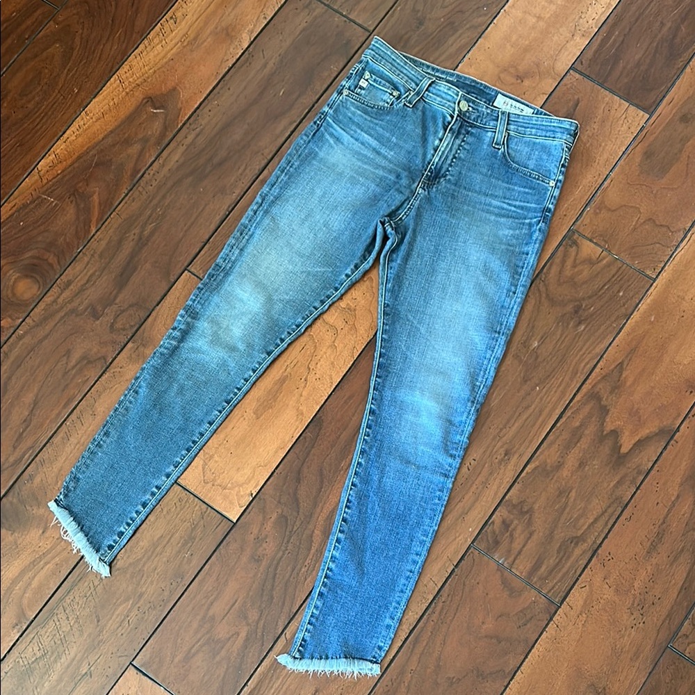 Ag Adriano Goldschmied - The Farrah Skinny Blue Ankle Cropped Jeans